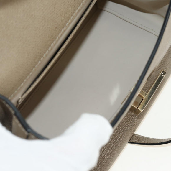 Valextra Isidide Hand Bag Leather 2way Beige Gold Auth 187616SM