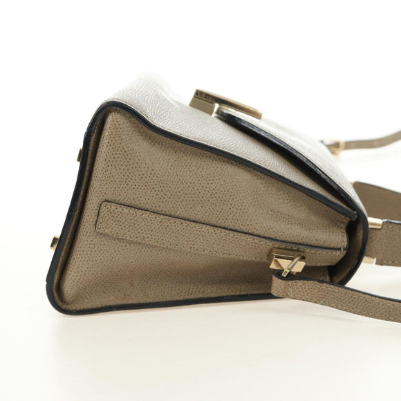 Valextra Isidide Hand Bag Leather 2way Beige Gold Auth 187616SM
