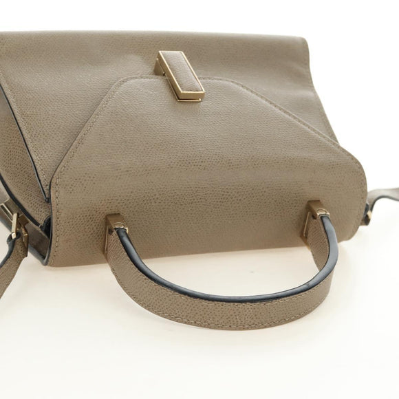Valextra Isidide Hand Bag Leather 2way Beige Gold Auth 187616SM