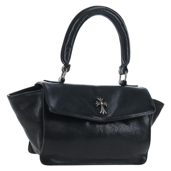 Chrome Hearts CH Cross Hand Bag Leather Black Silver Auth 187617SM