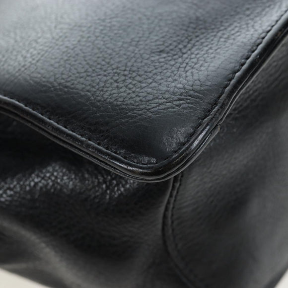 Chrome Hearts CH Cross Hand Bag Leather Black Silver Auth 187617SM