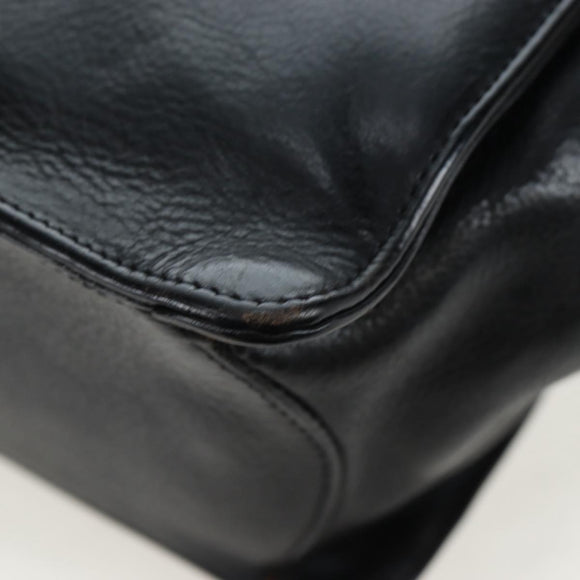 Chrome Hearts CH Cross Hand Bag Leather Black Silver Auth 187617SM