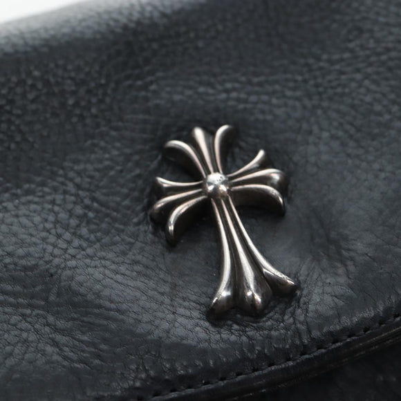 Chrome Hearts CH Cross Hand Bag Leather Black Silver Auth 187617SM