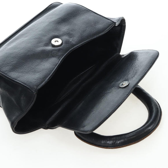 Chrome Hearts CH Cross Hand Bag Leather Black Silver Auth 187617SM