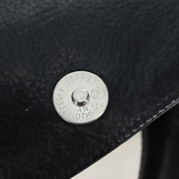 Chrome Hearts CH Cross Hand Bag Leather Black Silver Auth 187617SM