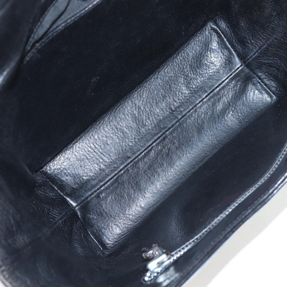 Chrome Hearts CH Cross Hand Bag Leather Black Silver Auth 187617SM