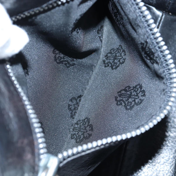 Chrome Hearts CH Cross Hand Bag Leather Black Silver Auth 187617SM