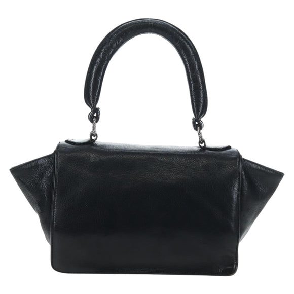 Chrome Hearts CH Cross Hand Bag Leather Black Silver Auth 187617SM