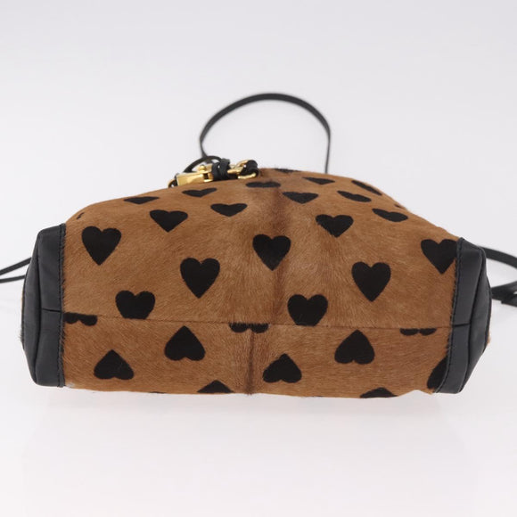 BURBERRY Shoulder Bag Harako leather Brown Gold Auth 187618A