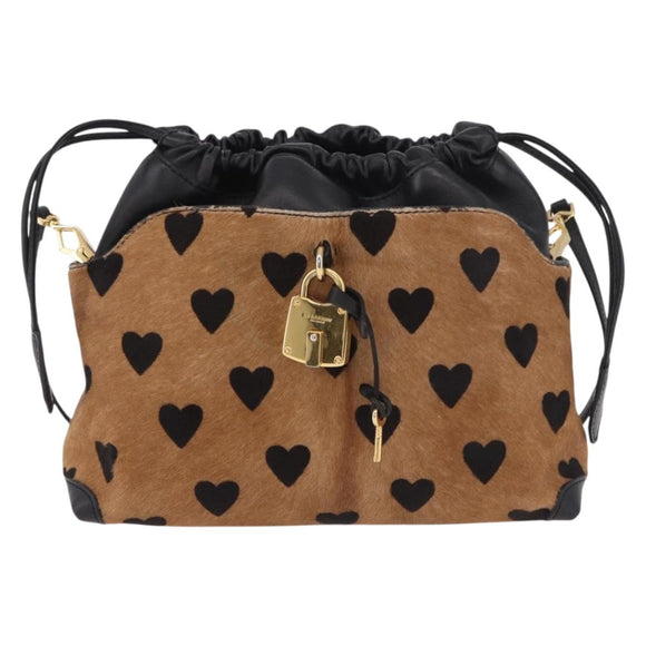 BURBERRY Shoulder Bag Harako leather Brown Gold Auth 187618A