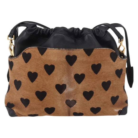 BURBERRY Shoulder Bag Harako leather Brown Gold Auth 187618A