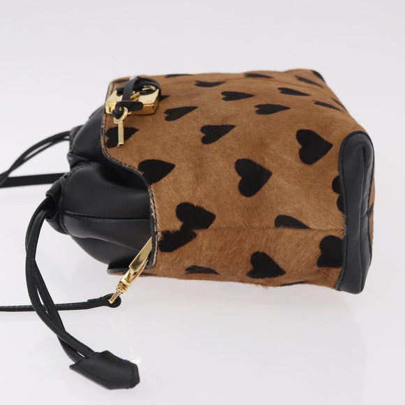 BURBERRY Shoulder Bag Harako leather Brown Gold Auth 187618A