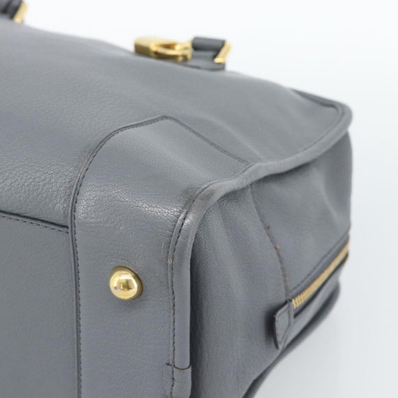 LOEWE Amazona 36 Hand Bag Leather Gray Gold Auth 187619V