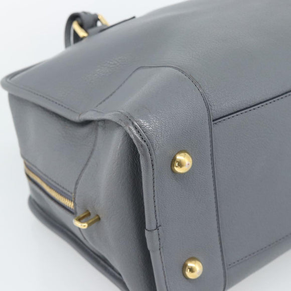 LOEWE Amazona 36 Hand Bag Leather Gray Gold Auth 187619V