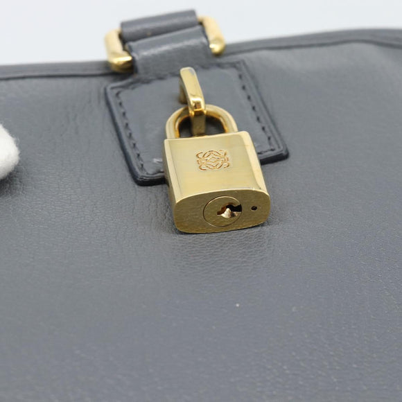 LOEWE Amazona 36 Hand Bag Leather Gray Gold Auth 187619V