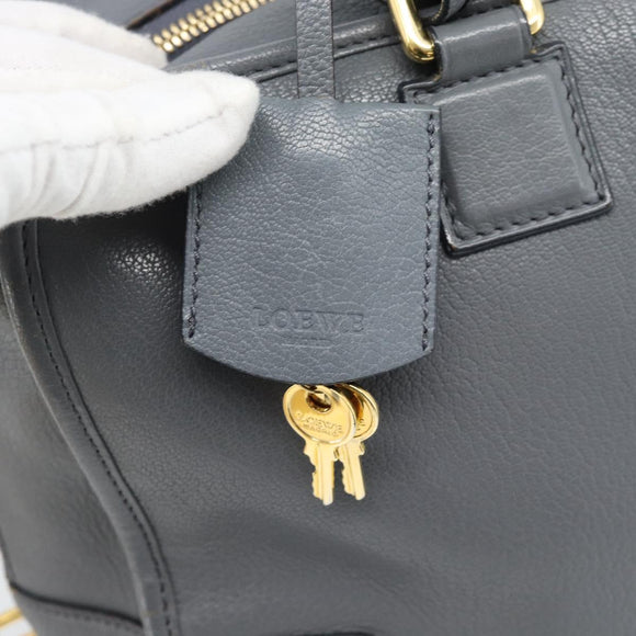 LOEWE Amazona 36 Hand Bag Leather Gray Gold Auth 187619V