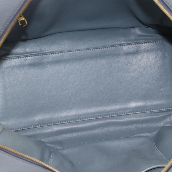 LOEWE Amazona 36 Hand Bag Leather Gray Gold Auth 187619V