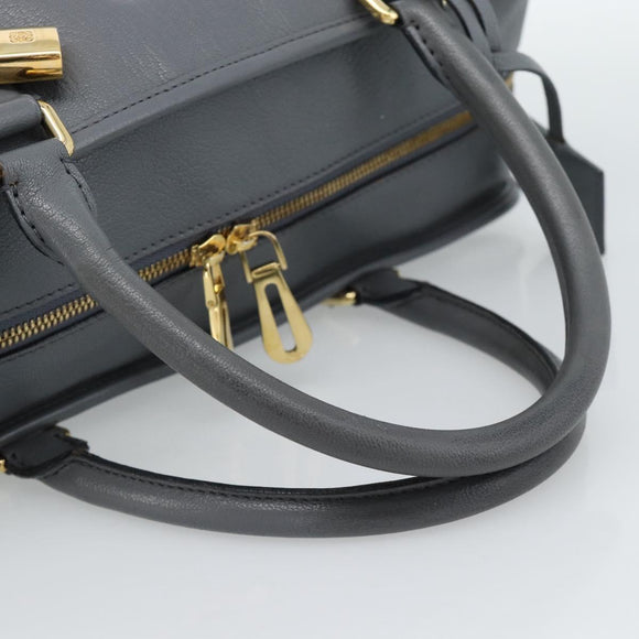 LOEWE Amazona 36 Hand Bag Leather Gray Gold Auth 187619V