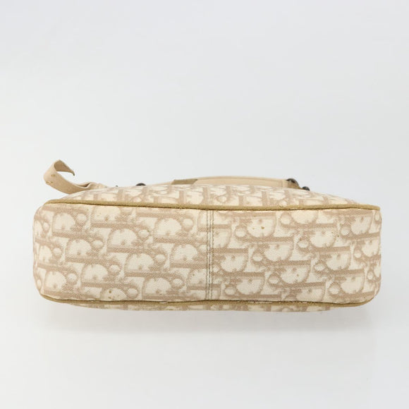 Christian Dior Trotter Canvas Romantic Shoulder Bag PVC Beige Silver Auth 187624