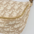 Christian Dior Trotter Canvas Romantic Shoulder Bag PVC Beige Silver Auth 187624-12