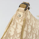 Christian Dior Trotter Canvas Romantic Shoulder Bag PVC Beige Silver Auth 187624-16