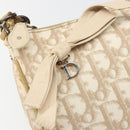 Christian Dior Trotter Canvas Romantic Shoulder Bag PVC Beige Silver Auth 187624-17