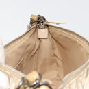 Christian Dior Trotter Canvas Romantic Shoulder Bag PVC Beige Silver Auth 187624-21