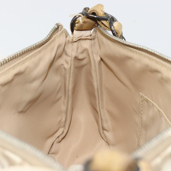 Christian Dior Trotter Canvas Romantic Shoulder Bag PVC Beige Silver Auth 187624