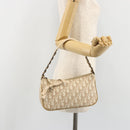 Christian Dior Trotter Canvas Romantic Shoulder Bag PVC Beige Silver Auth 187624-25