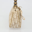 Christian Dior Trotter Canvas Romantic Shoulder Bag PVC Beige Silver Auth 187624-5