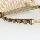 Christian Dior Trotter Canvas Romantic Shoulder Bag PVC Beige Silver Auth 187624-8