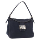 FENDI Mamma Baguette Shoulder Bag Canvas Navy Silver Auth 187625V-1
