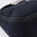 FENDI Mamma Baguette Shoulder Bag Canvas Navy Silver Auth 187625V-10