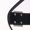 FENDI Mamma Baguette Shoulder Bag Canvas Navy Silver Auth 187625V-16