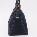 FENDI Mamma Baguette Shoulder Bag Canvas Navy Silver Auth 187625V-4