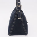 FENDI Mamma Baguette Shoulder Bag Canvas Navy Silver Auth 187625V-5