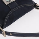 FENDI Mamma Baguette Shoulder Bag Canvas Navy Silver Auth 187625V-6