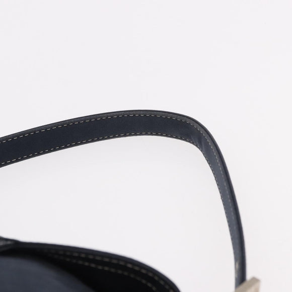 FENDI Mamma Baguette Shoulder Bag Canvas Navy Silver Auth 187625V