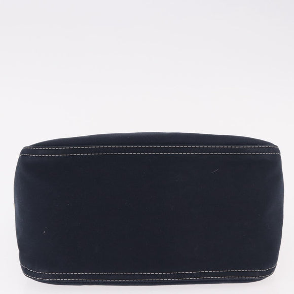 FENDI Mamma Baguette Shoulder Bag Canvas Navy Silver Auth 187625V