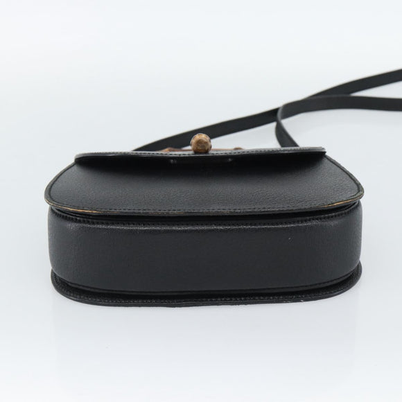 GUCCI Bamboo Shoulder Bag Leather 2way Black Gold 000 1014 0188 Auth 187626SAV