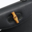 GUCCI Bamboo Shoulder Bag Leather 2way Black Gold 000 1014 0188 Auth 187626SAV-19