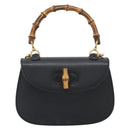 GUCCI Bamboo Shoulder Bag Leather 2way Black Gold 000 1014 0188 Auth 187626SAV-13