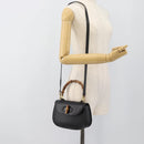 GUCCI Bamboo Shoulder Bag Leather 2way Black Gold 000 1014 0188 Auth 187626SAV-24