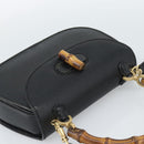 GUCCI Bamboo Shoulder Bag Leather 2way Black Gold 000 1014 0188 Auth 187626SAV-6