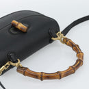 GUCCI Bamboo Shoulder Bag Leather 2way Black Gold 000 1014 0188 Auth 187626SAV-7