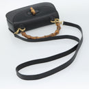 GUCCI Bamboo Shoulder Bag Leather 2way Black Gold 000 1014 0188 Auth 187626SAV-8