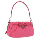 PRADA Accessory Pouch Nylon Pink Silver Auth 187628A-1