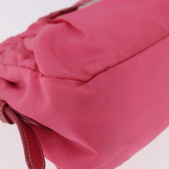PRADA Accessory Pouch Nylon Pink Silver Auth 187628A