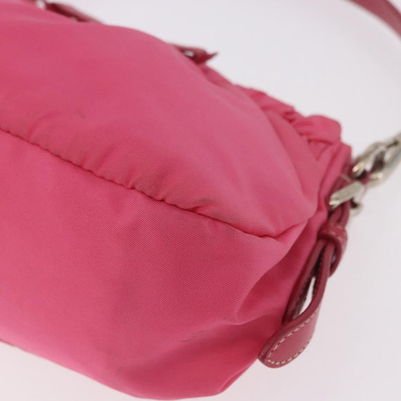 PRADA Accessory Pouch Nylon Pink Silver Auth 187628A
