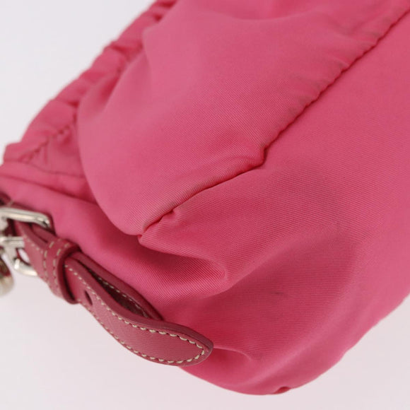 PRADA Accessory Pouch Nylon Pink Silver Auth 187628A